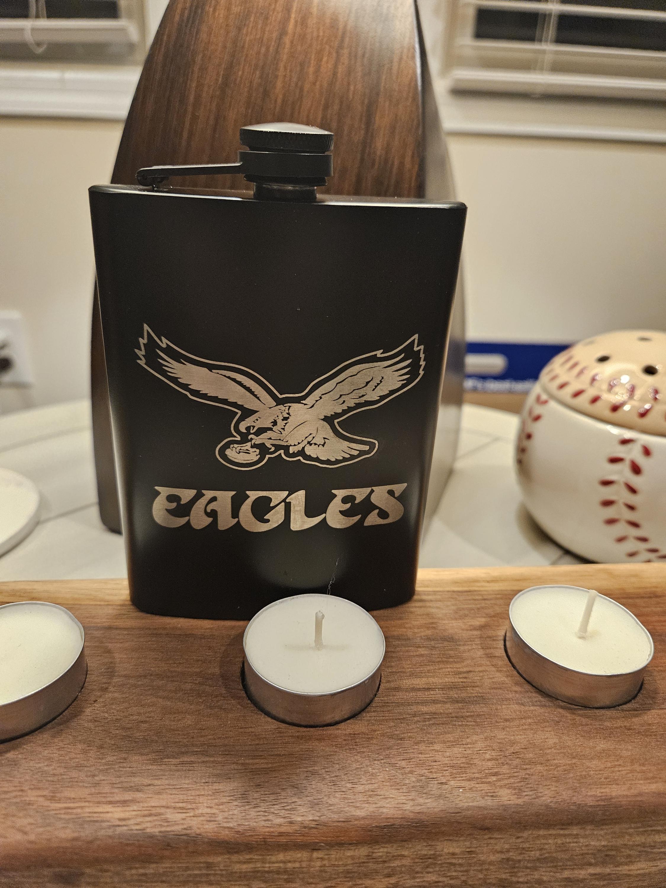8 oz Engraved Philadelphia Eagles Whiskey Flask – Custom Laser Engraved Gift for Fans, Groomsmen, or Game Day!