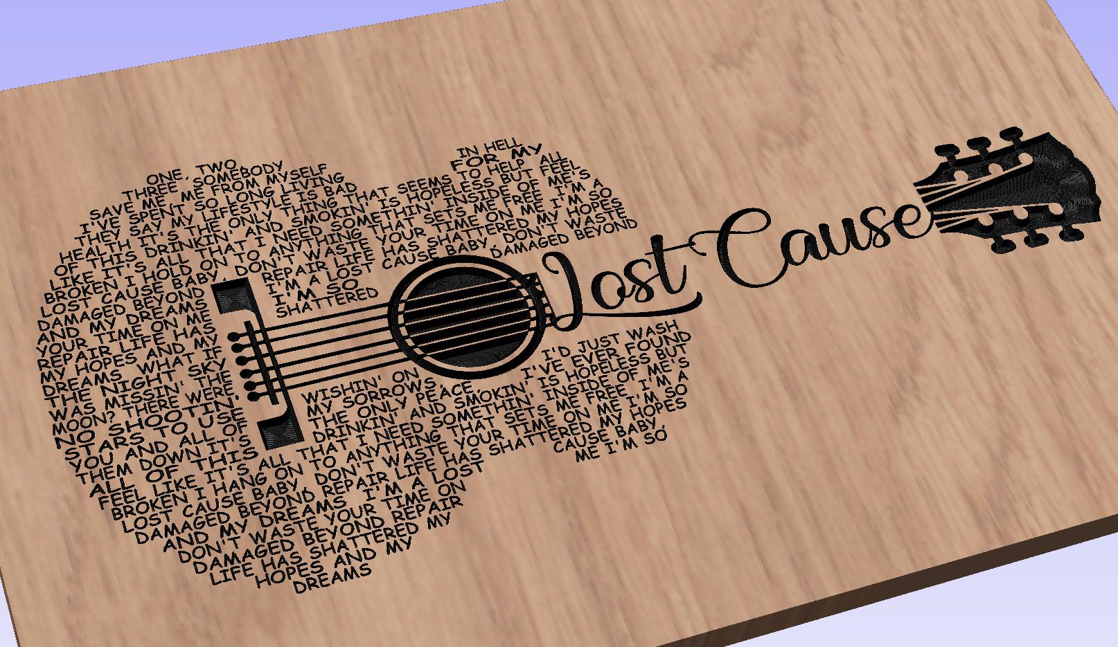 Lost Cause Song Lyrics Guitar Shaped  SVG ONLY DIGITAL
