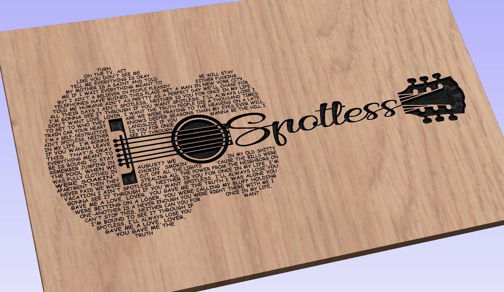 Spotless Lyrics Guitar Shaped  SVG ONLY DIGITAL