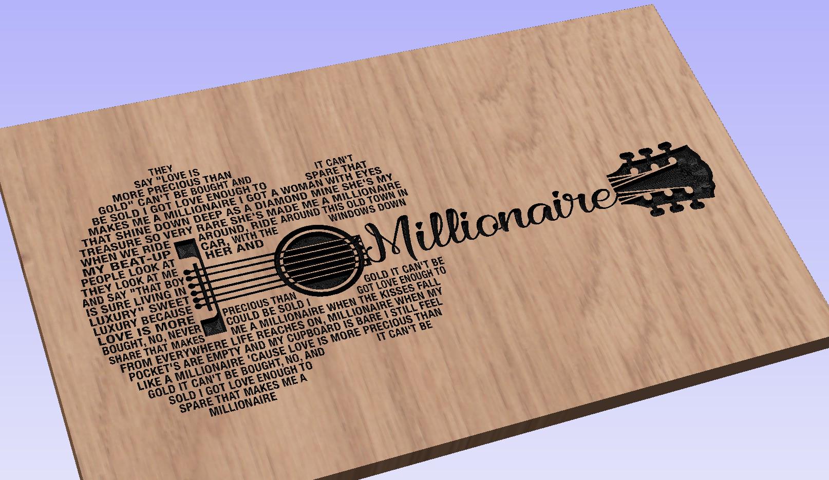Millionaire Song Lyrics Guitar Shaped  SVG ONLY DIGITAL