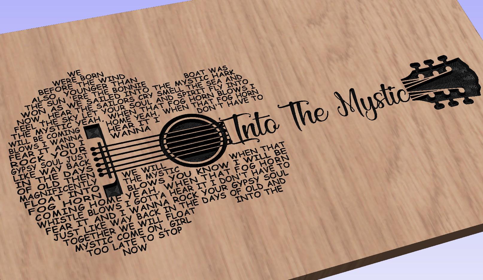 Into The Mystic Song Lyrics Guitar Shaped  SVG ONLY DIGITAL