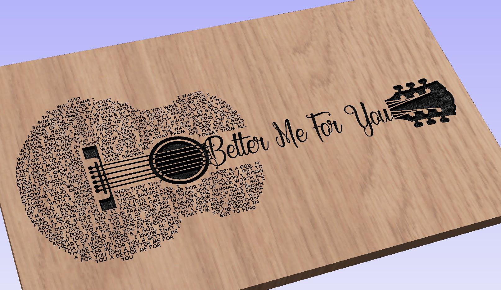 Better Me For You Song Lyrics Guitar Shaped  SVG ONLY DIGITAL