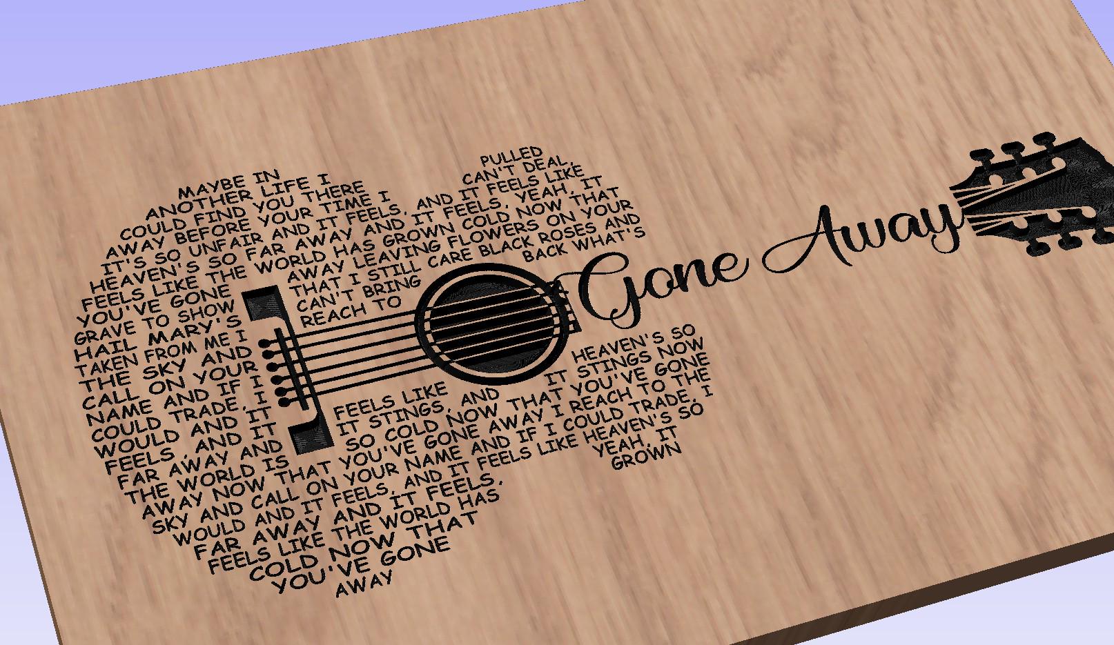 Gone Away Song Lyrics Guitar Shaped  SVG ONLY DIGITAL