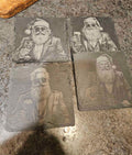 Set of 4 Square Slate coasters Santa Claus