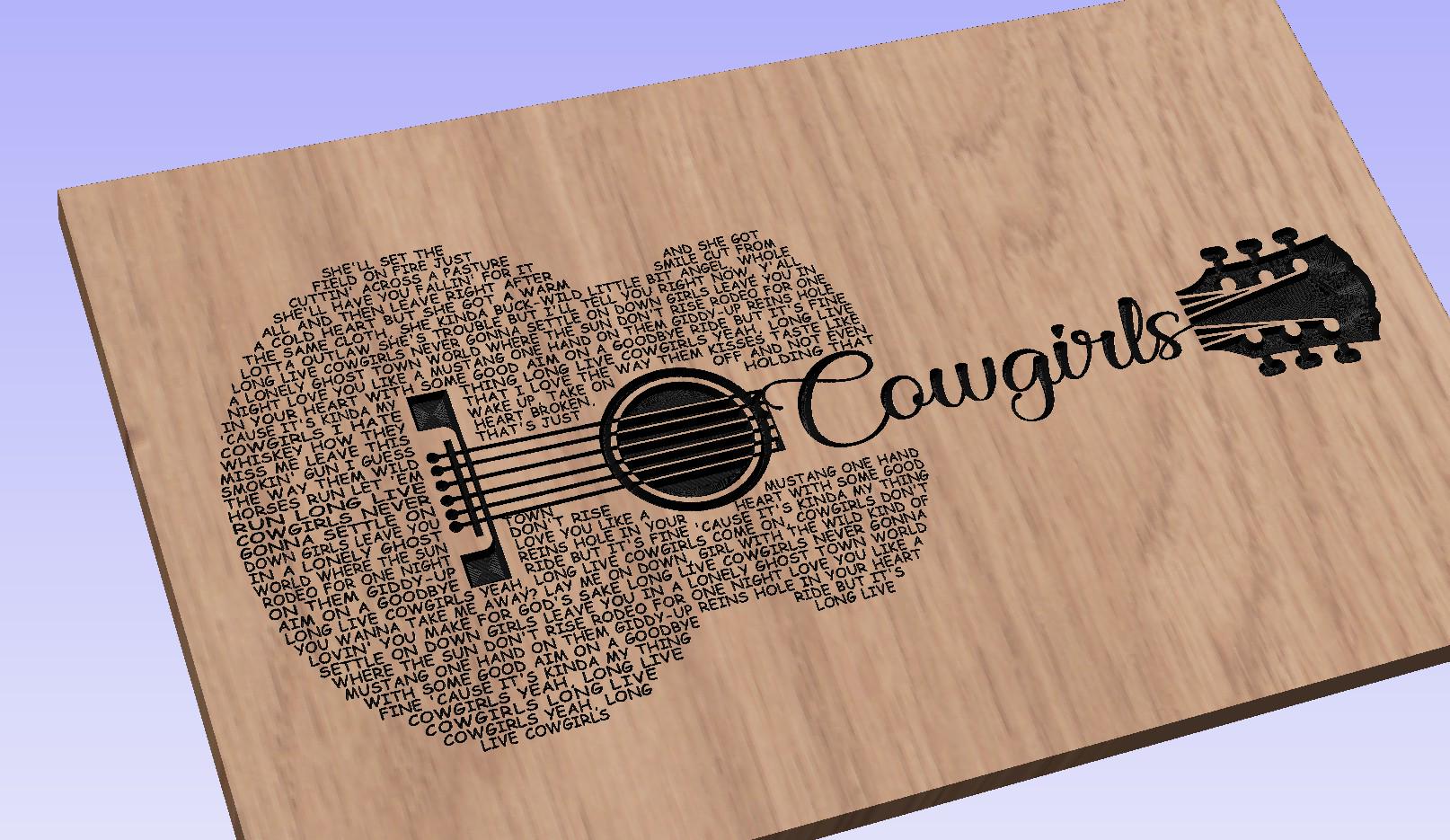 Cowgirls Lyrics Guitar Shaped  SVG ONLY DIGITAL