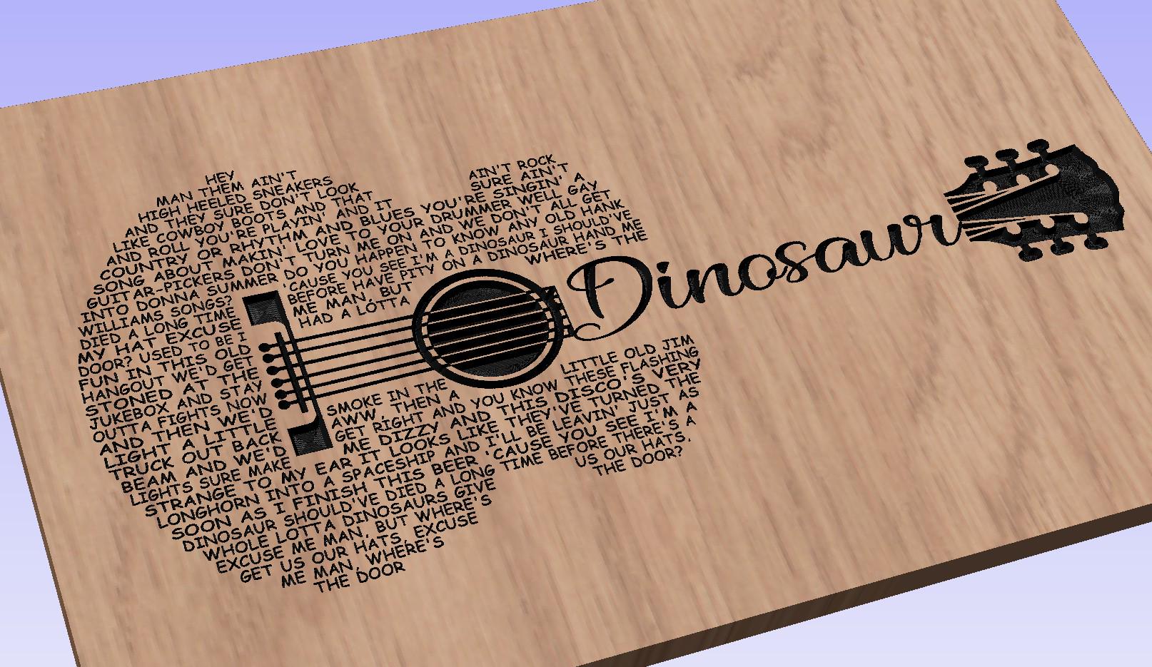 Dinosaur Lyrics Guitar Shaped  SVG ONLY DIGITAL