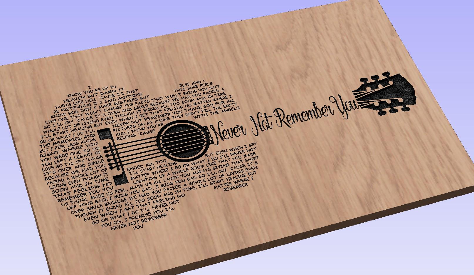 Never Not Remember You Song Lyrics Guitar Shaped  SVG ONLY DIGITAL