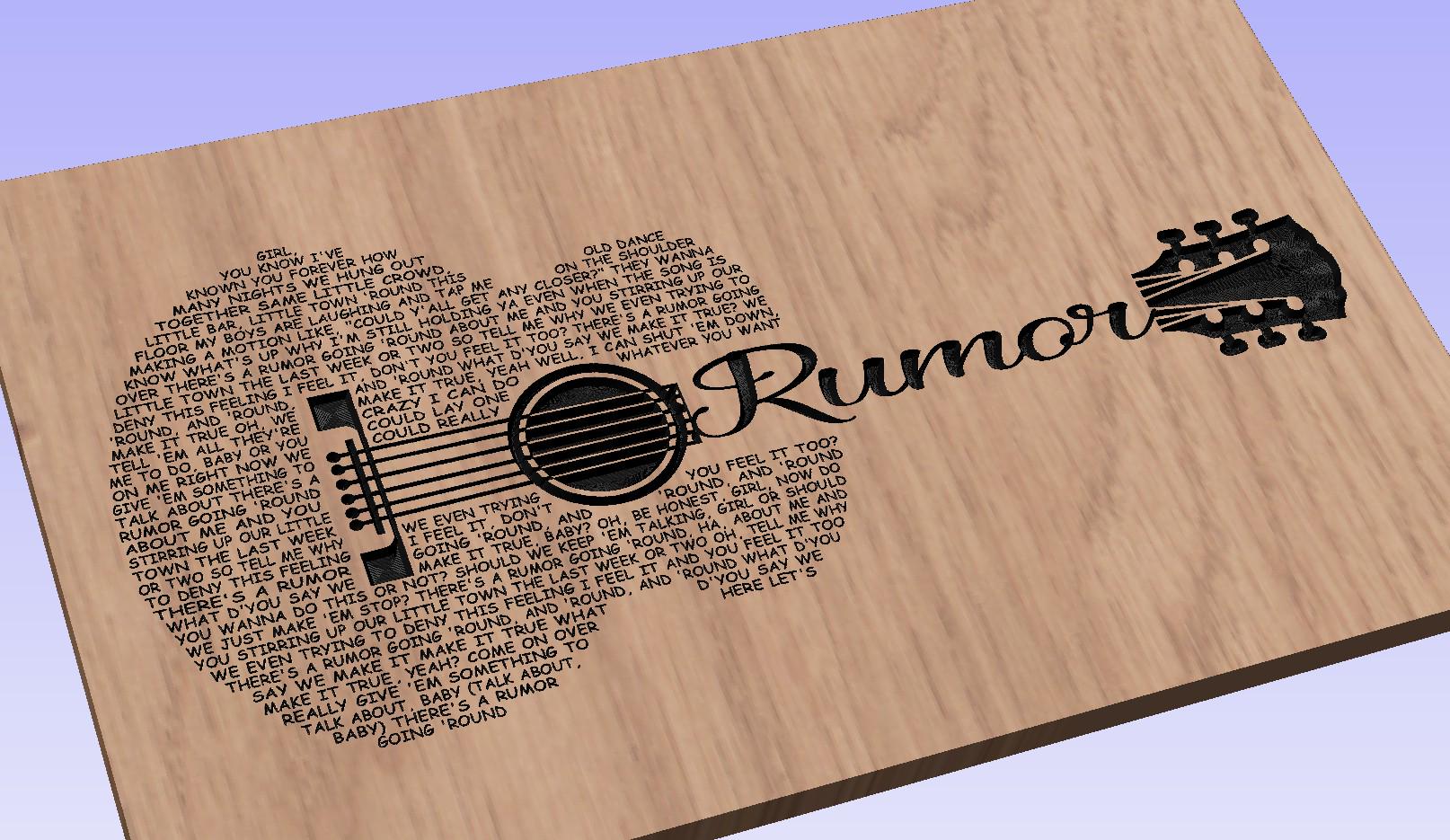 Rumor Lyrics Guitar Shaped  SVG ONLY DIGITAL