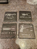 Set of 4 Square Slate coasters Anatomy of a PEW
