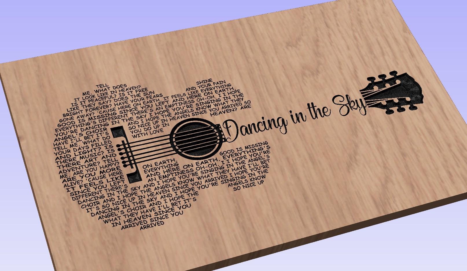 Dancing in the Sky Lyrics Guitar Shaped  SVG ONLY DIGITAL