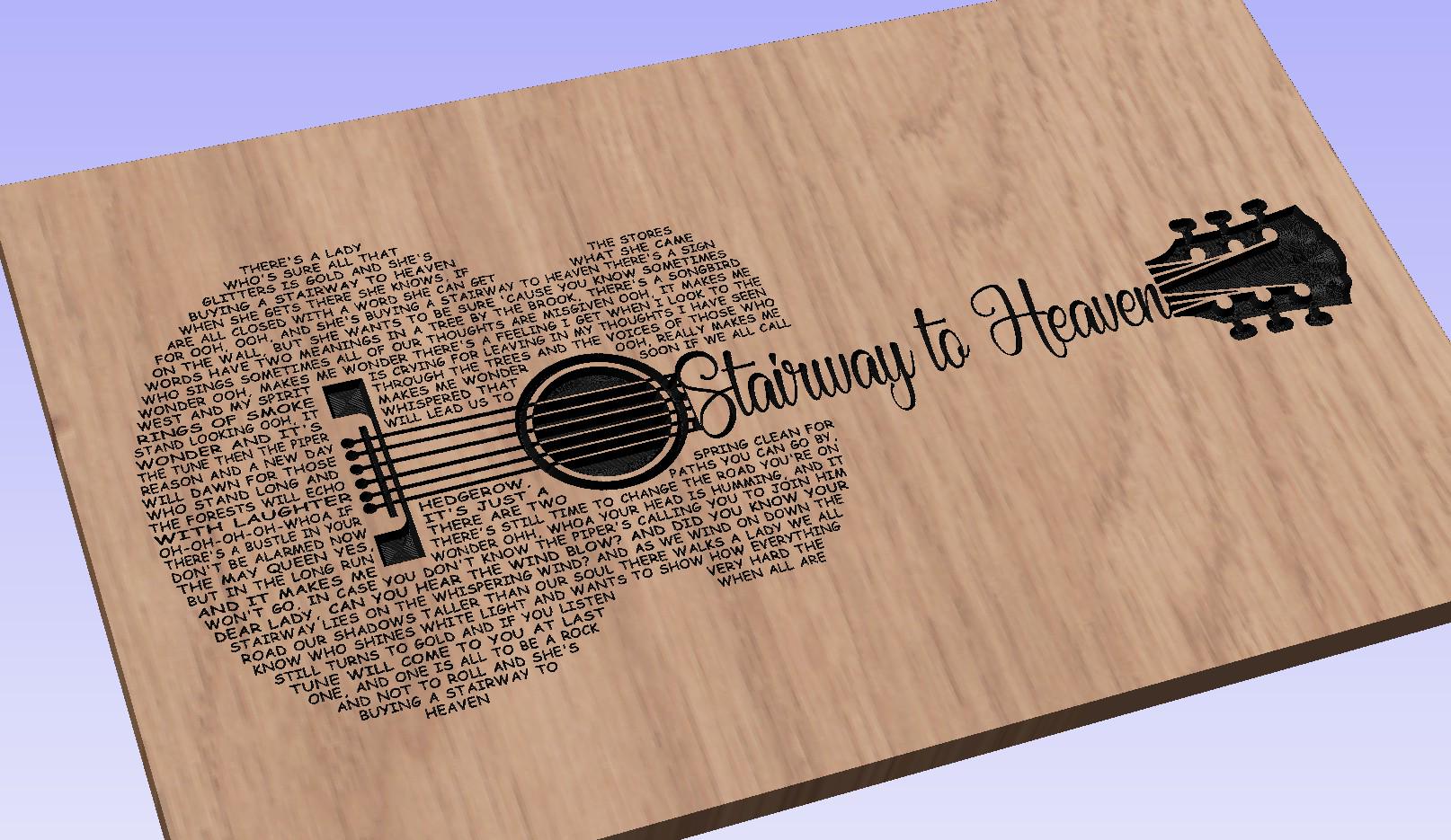 Stairway to Heaven Song Lyrics Guitar Shaped  SVG ONLY DIGITAL