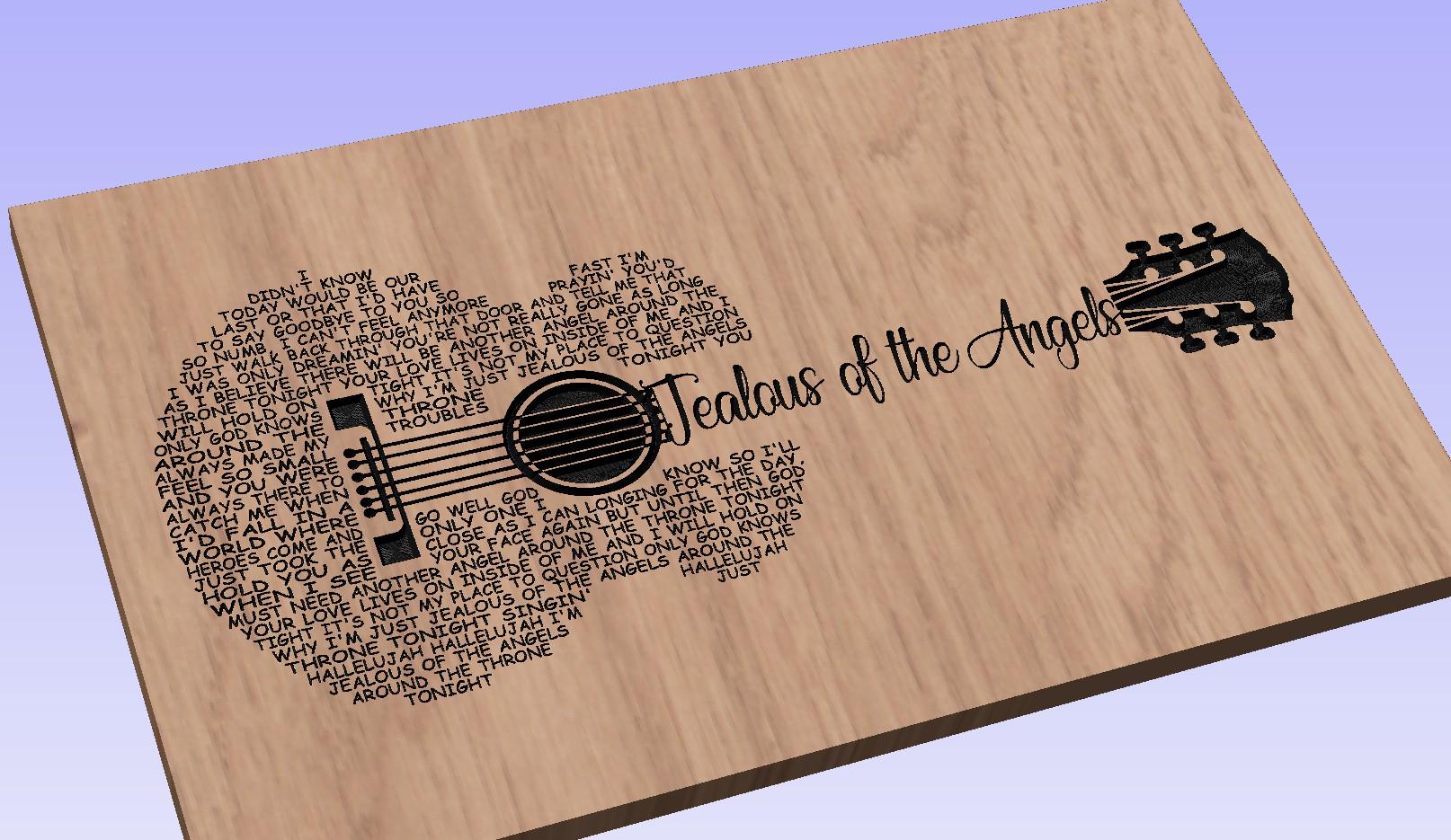 Jealous of the Angels Lyrics Guitar Shaped  SVG ONLY DIGITAL