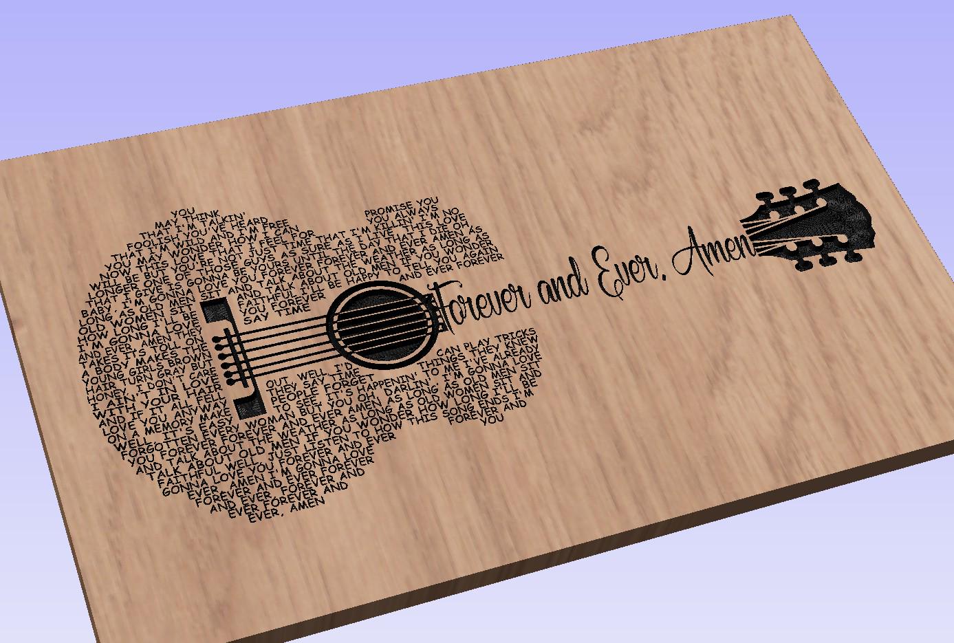 Forever and Ever, Amen Lyrics Guitar Shaped  SVG ONLY DIGITAL