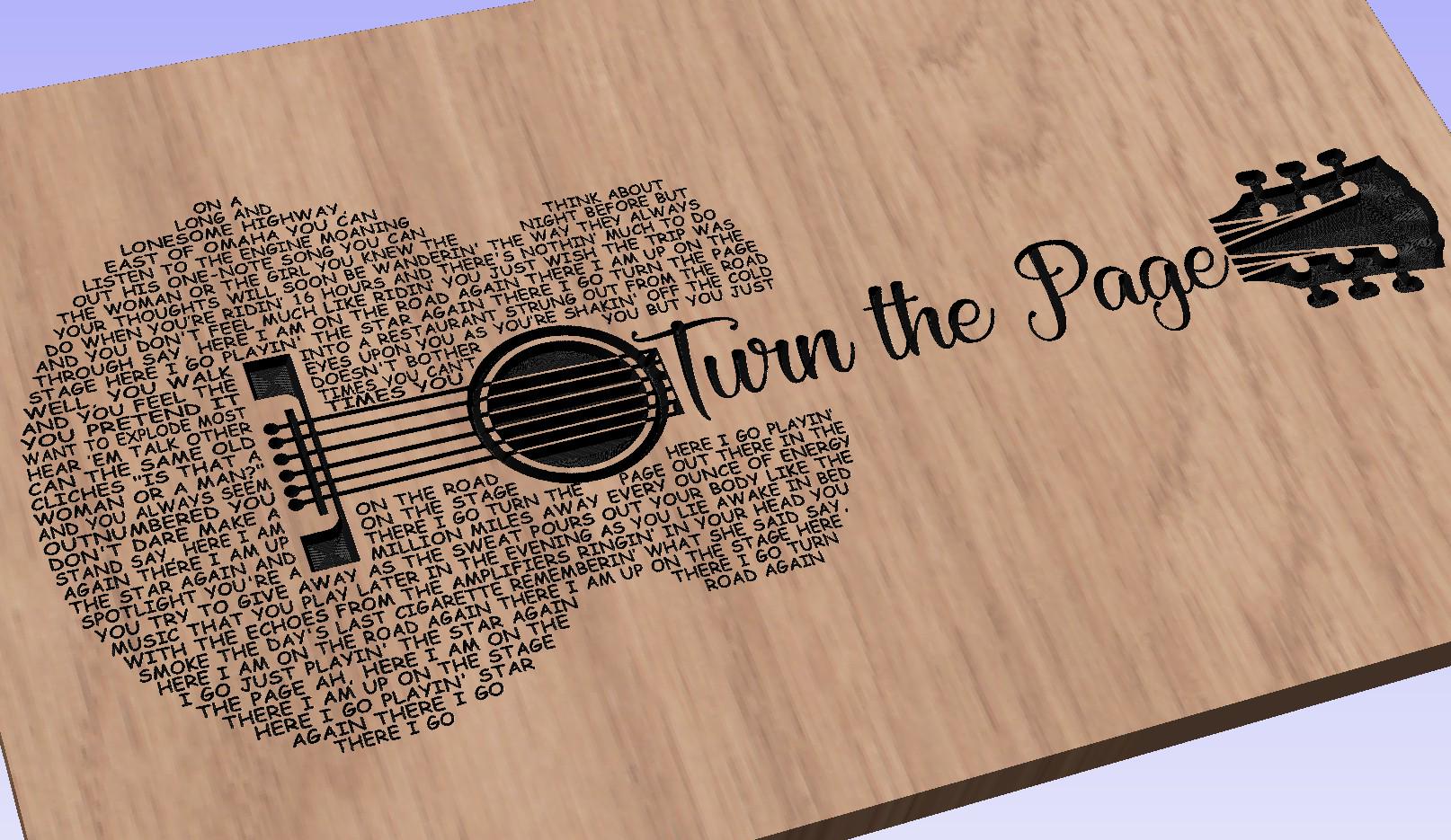 Turn the Page Song Lyrics Guitar Shaped  SVG ONLY DIGITAL