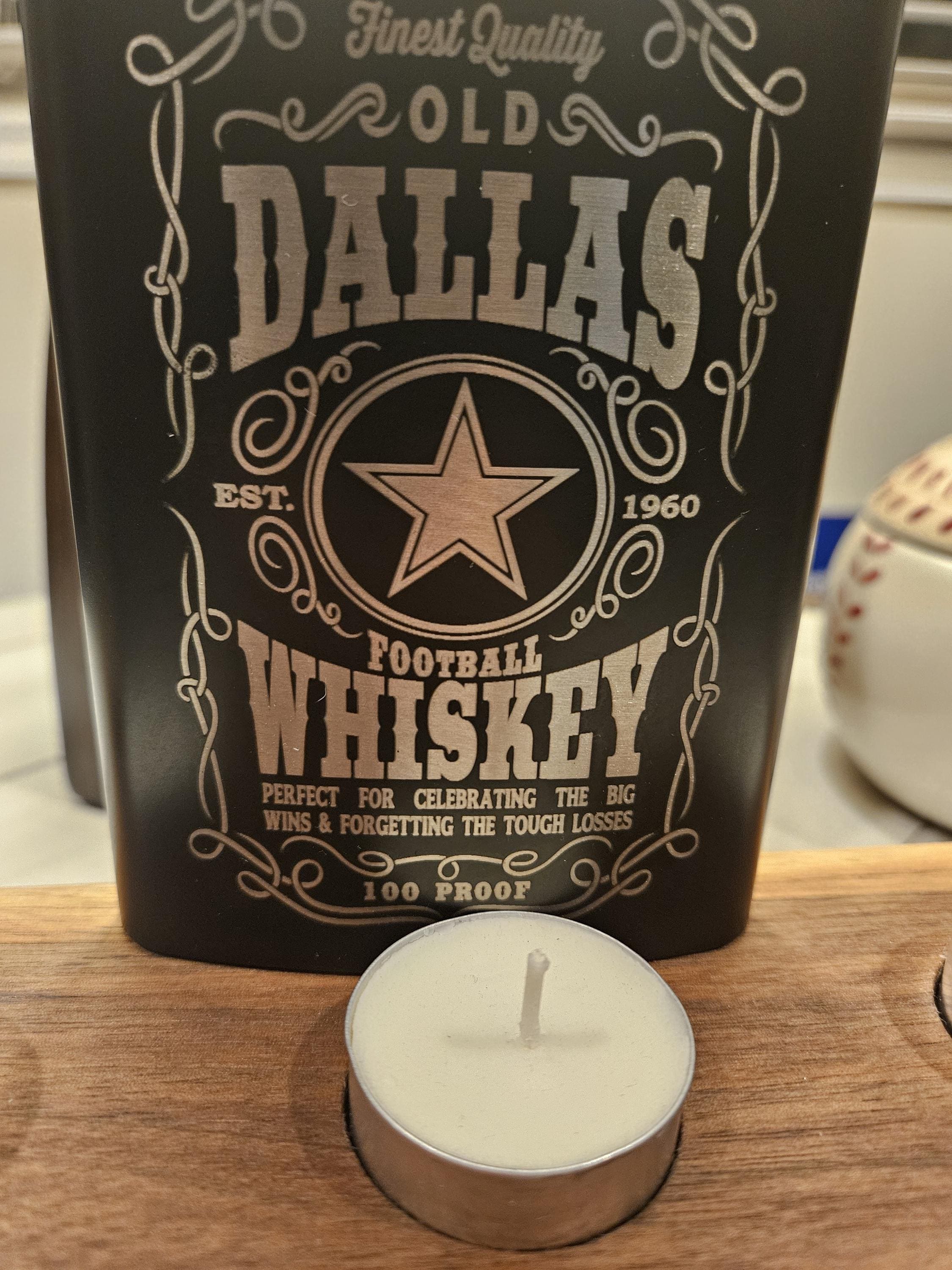 8 oz Engraved Dallas Cowboys Whiskey Flask – Custom Laser Engraved Gift for Fans, Groomsmen, or Game Day!