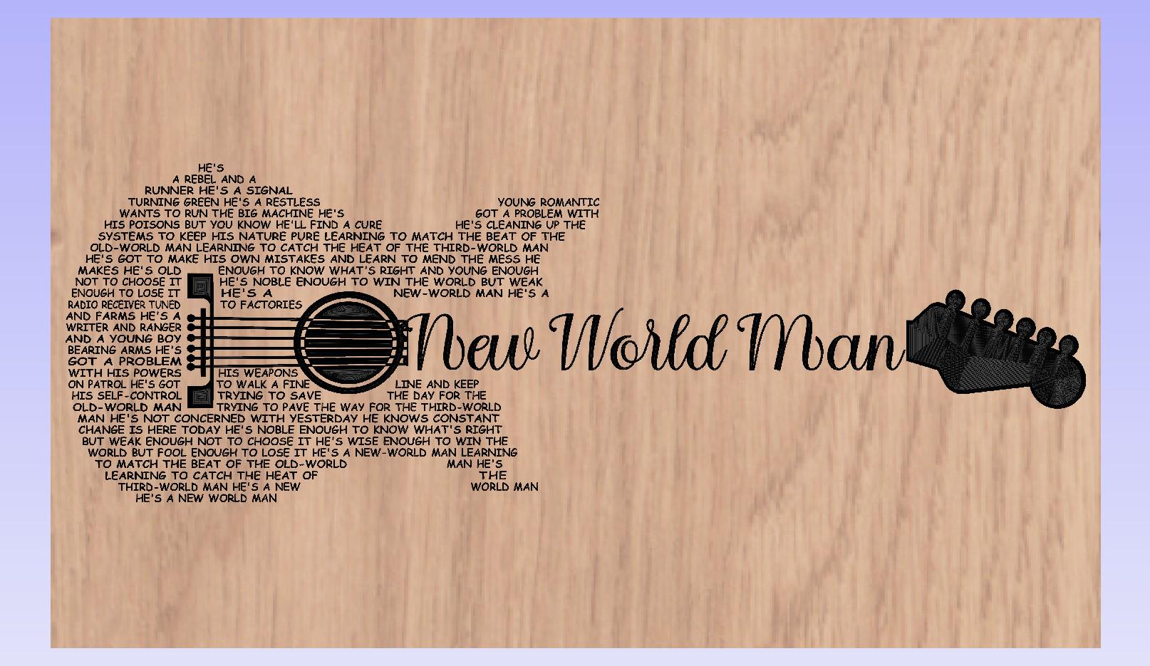 New World Man Song Lyrics Guitar Shaped  SVG ONLY DIGITAL