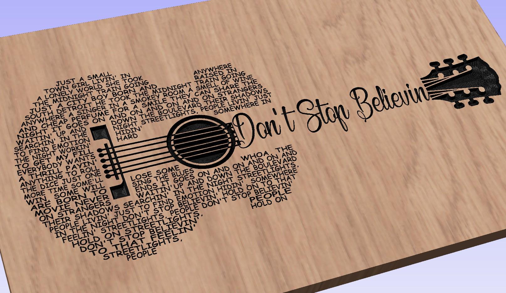 Dont Stop Believin Song Lyrics Guitar Shaped  SVG ONLY DIGITAL