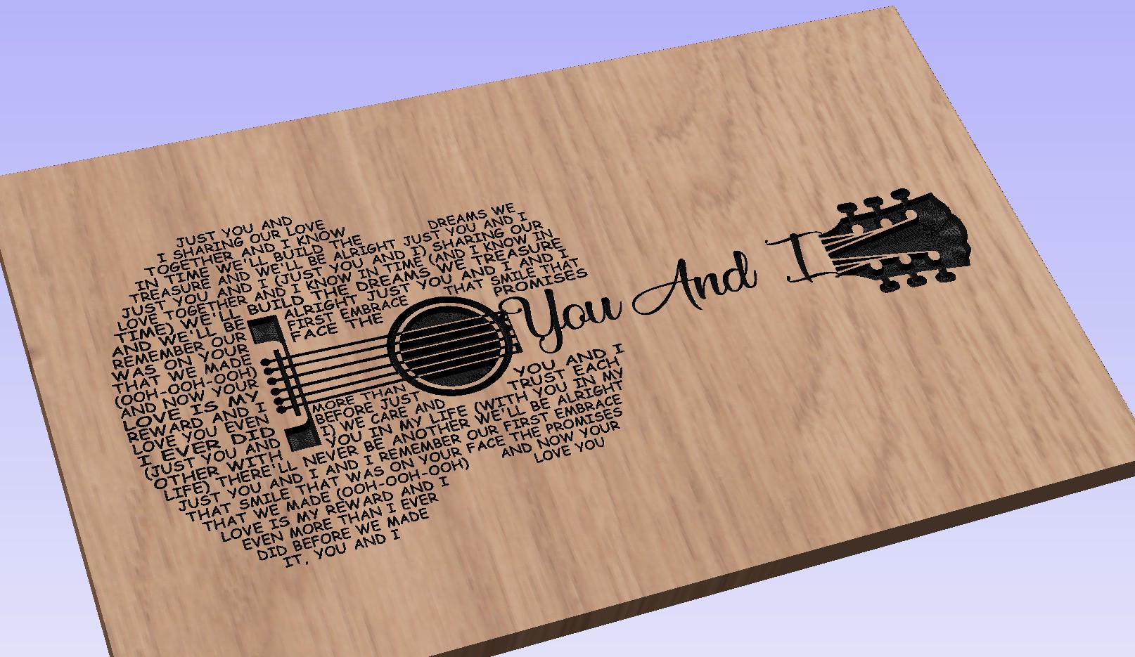 You and I  Lyrics Guitar Shaped  SVG ONLY DIGITAL