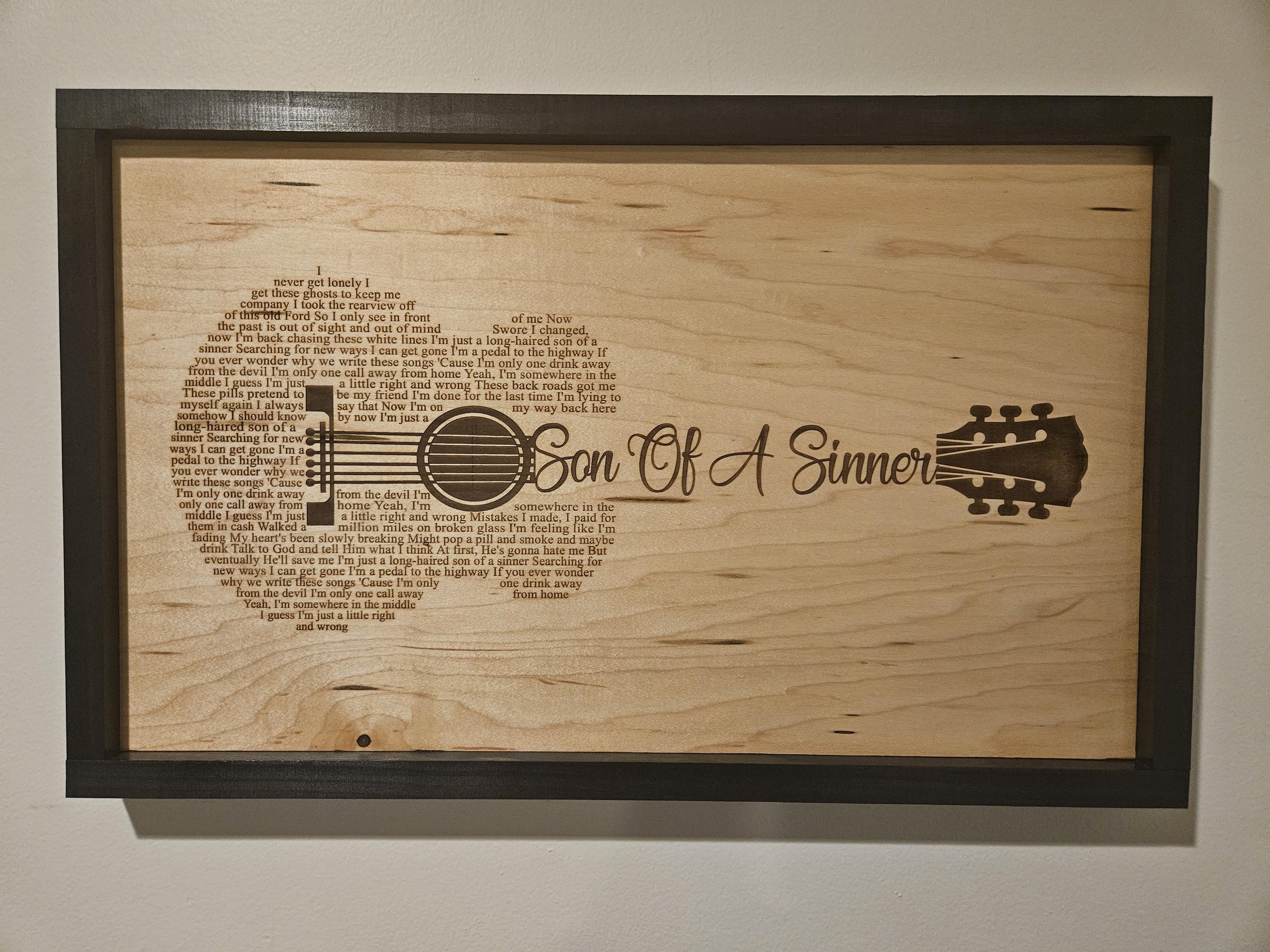Son of a Sinner Song Lyrics Guitar Shaped  SVG ONLY DIGITAL
