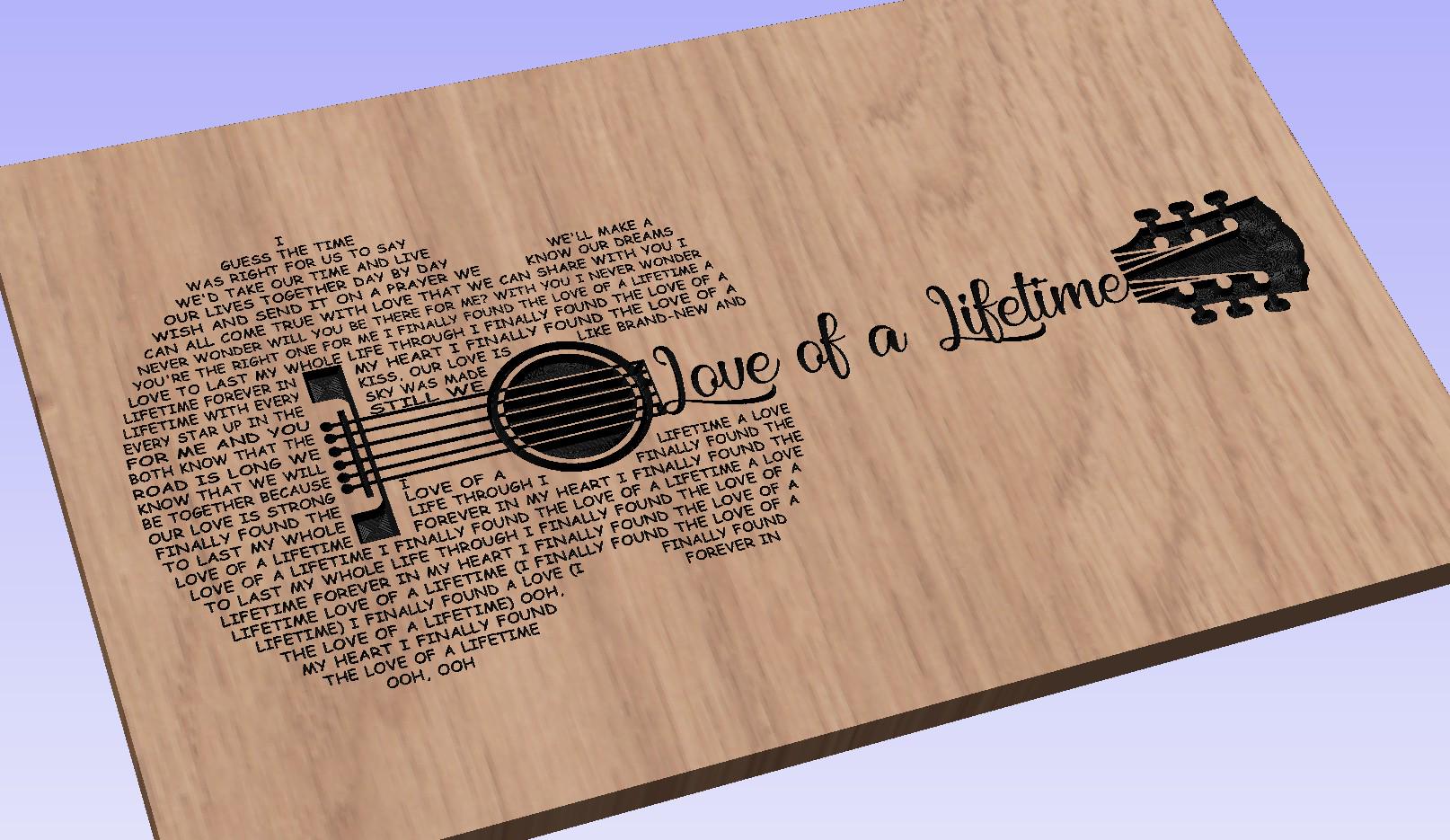 Love of a Lifetime Song Lyrics Guitar Shaped  SVG ONLY DIGITAL