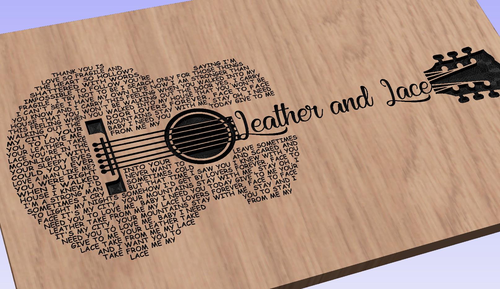 Leather and Lace Lyrics Guitar Shaped  SVG ONLY DIGITAL