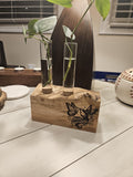 Ambrosia Maple 2-Hole Propagation Station – Modern Plant Propagation Tube Holder (1' x 6' Glass Tubes) engraved with stunning artwork
