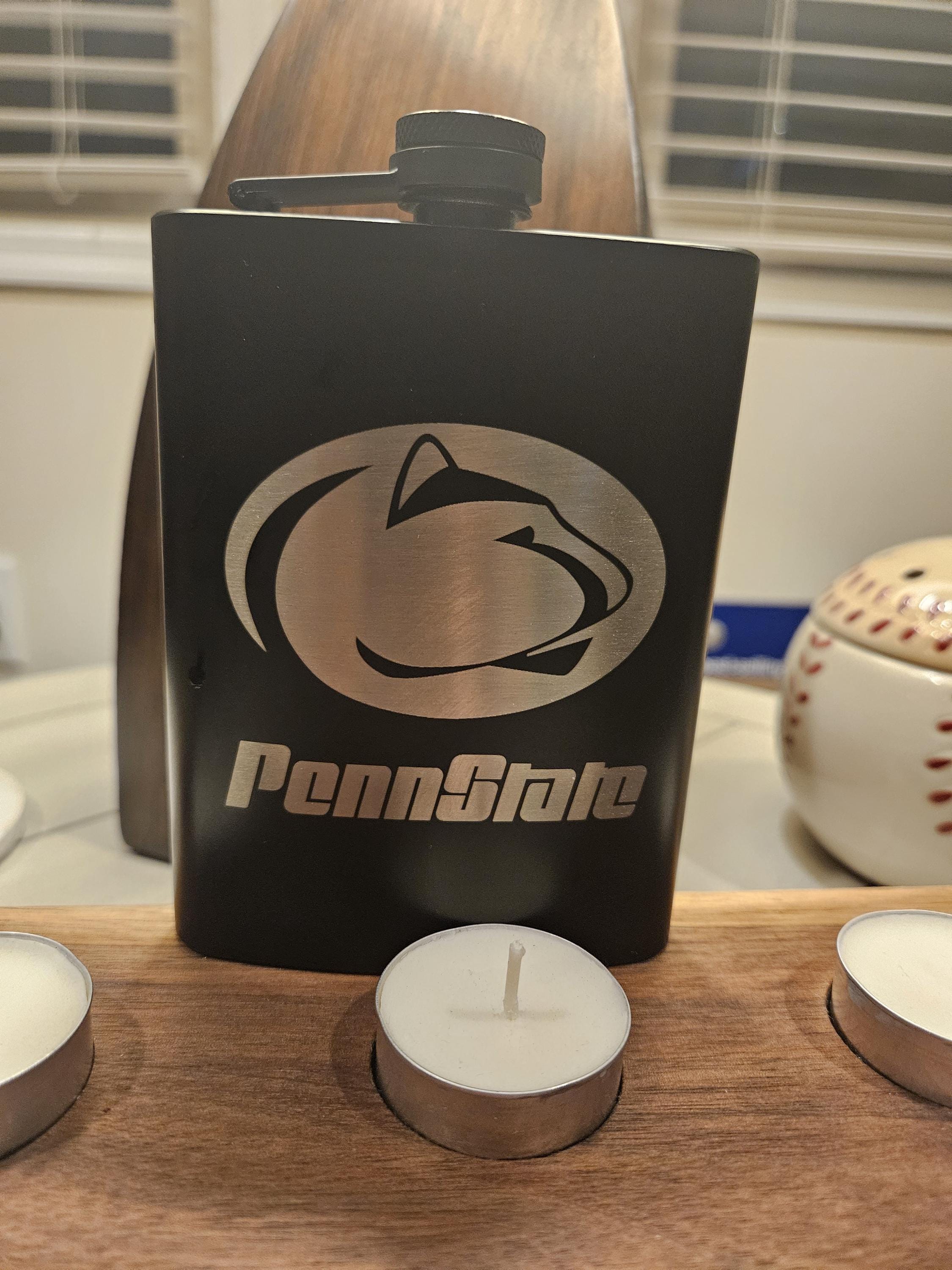 8 oz Engraved Penn State Whiskey Flask – Custom Laser Engraved Gift for Fans, Groomsmen, or Game Day!