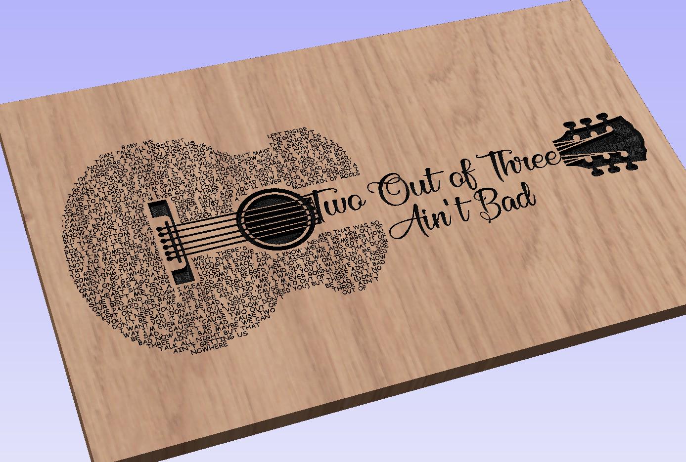 Two Out of Three Ain’t Bad Song Lyrics Guitar Shaped  SVG ONLY DIGITAL