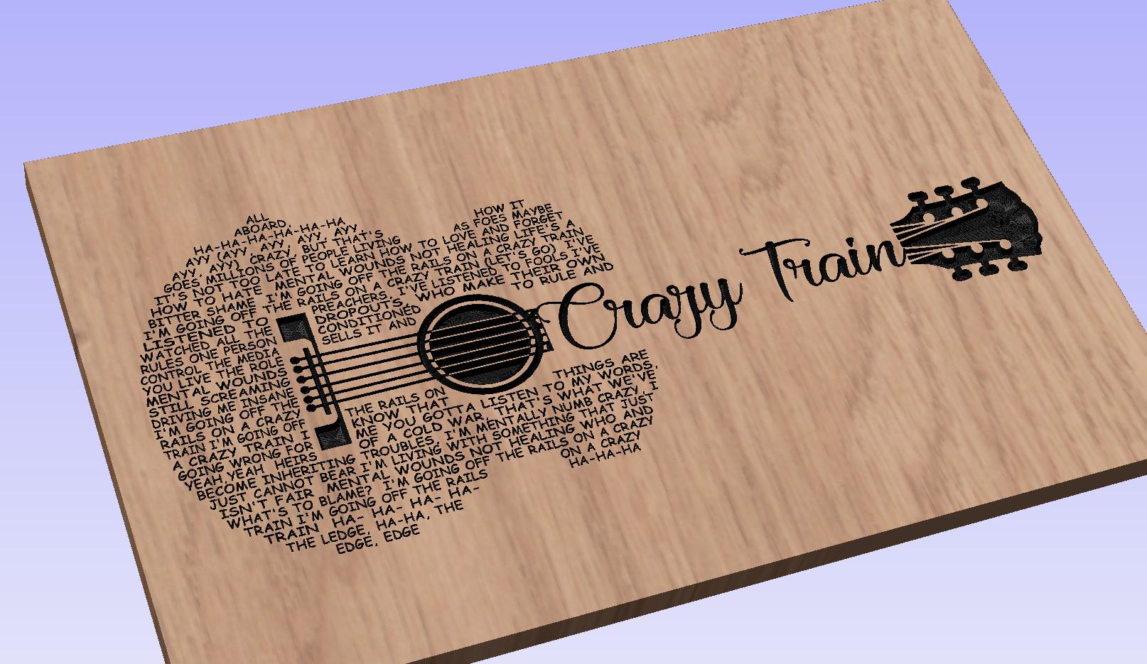 Crazy Train Lyrics Guitar Shaped  SVG ONLY DIGITAL