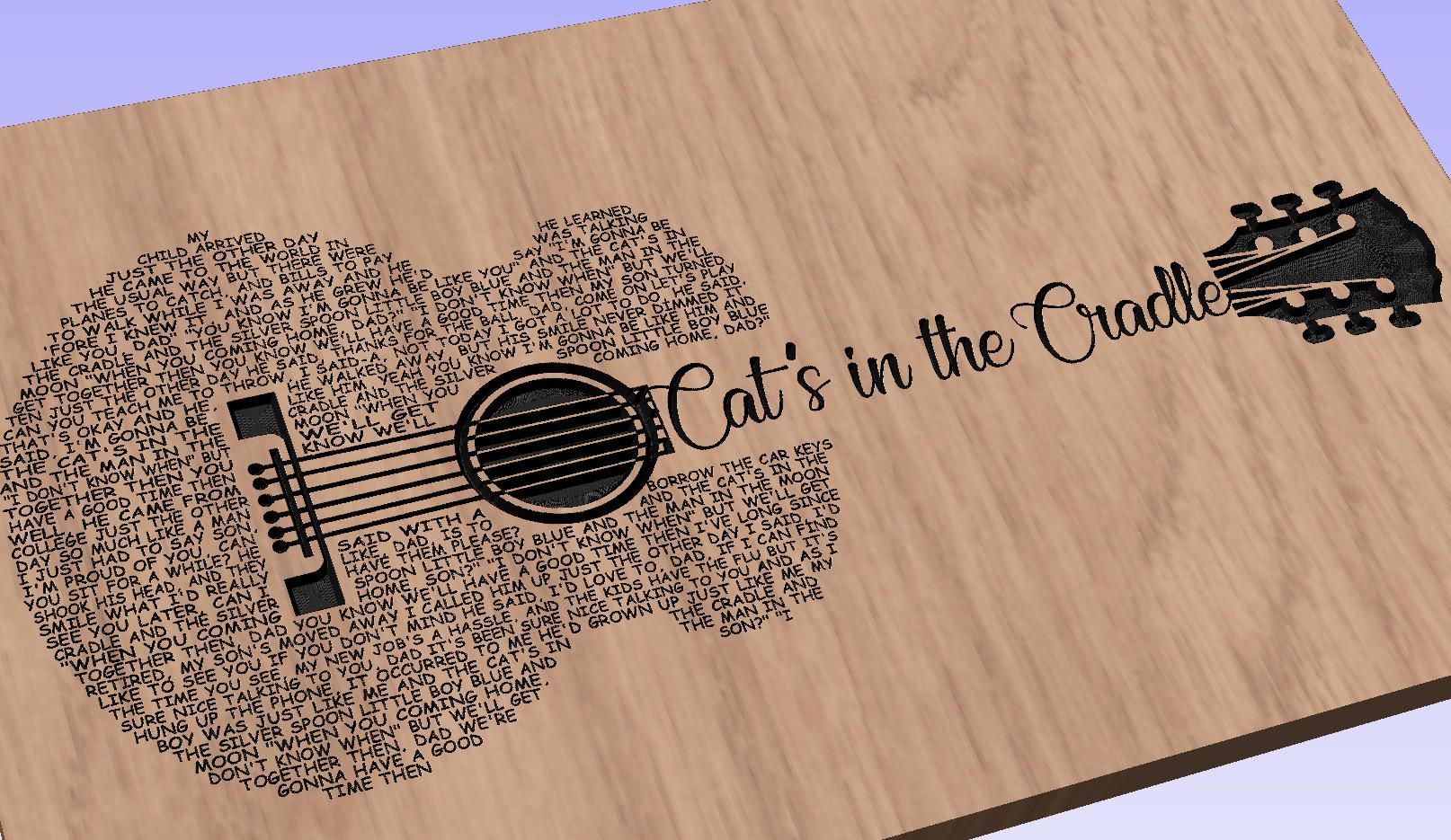 Cats in the Cradle Guitar Shaped  SVG ONLY DIGITAL
