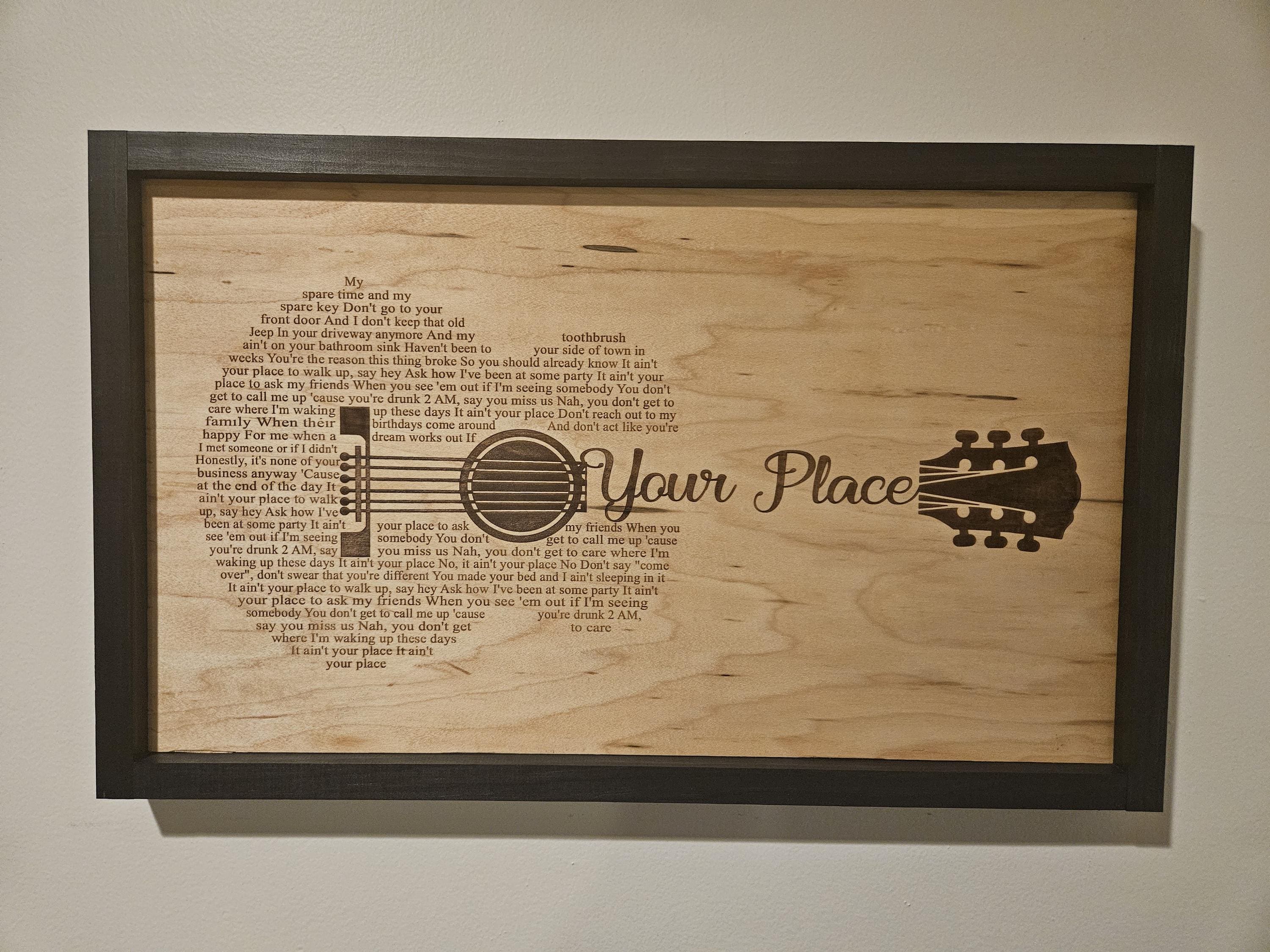 Your Place Song Lyrics Guitar Shaped  SVG ONLY DIGITAL