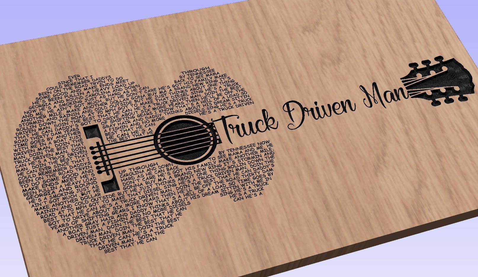 Truck Driven Man Lyrics Guitar Shaped  SVG ONLY DIGITAL