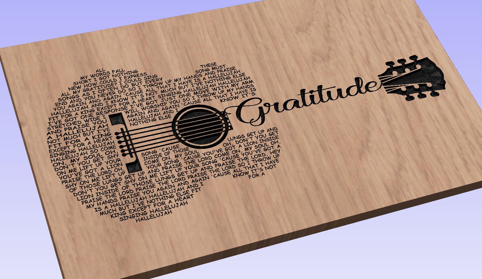 Gratitude Song Lyrics Guitar Shaped  SVG ONLY DIGITAL