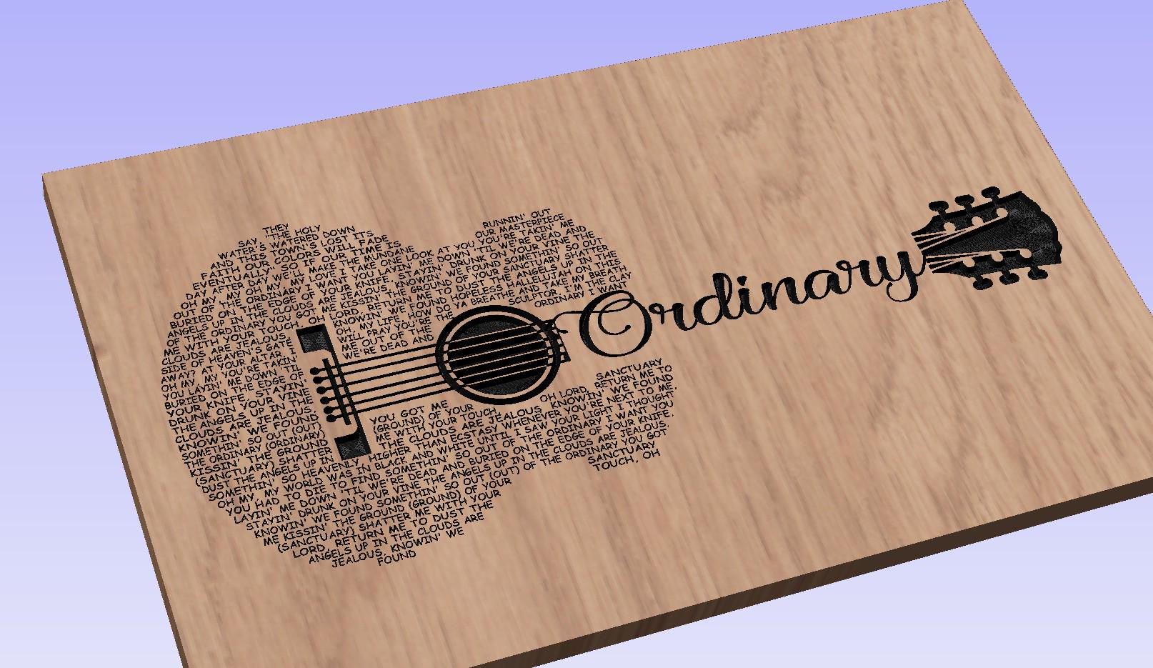 Ordinary Song Lyrics Guitar Shaped  SVG ONLY DIGITAL