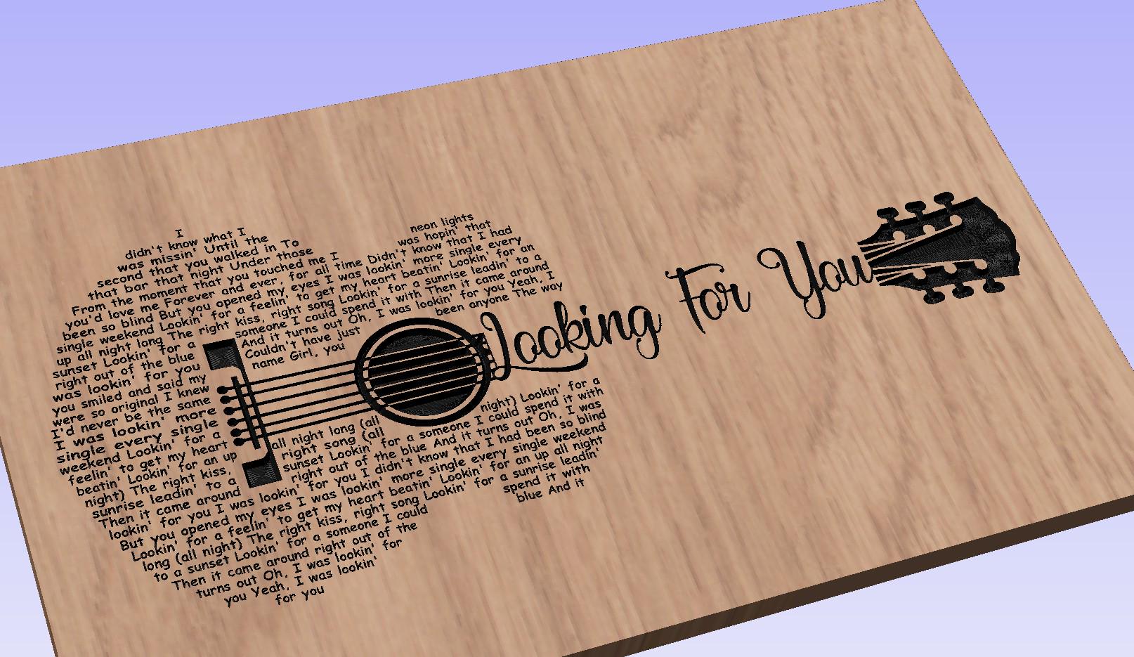 Looking for you Lyrics Guitar Shaped  SVG ONLY DIGITAL