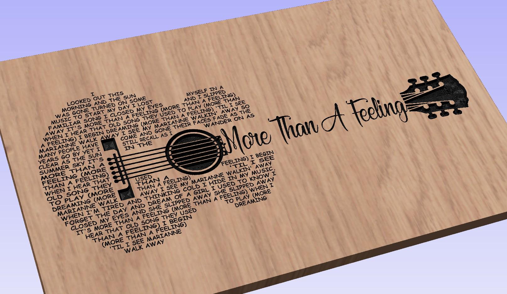 More Than a Feeling  Lyrics Guitar Shaped  SVG ONLY DIGITAL