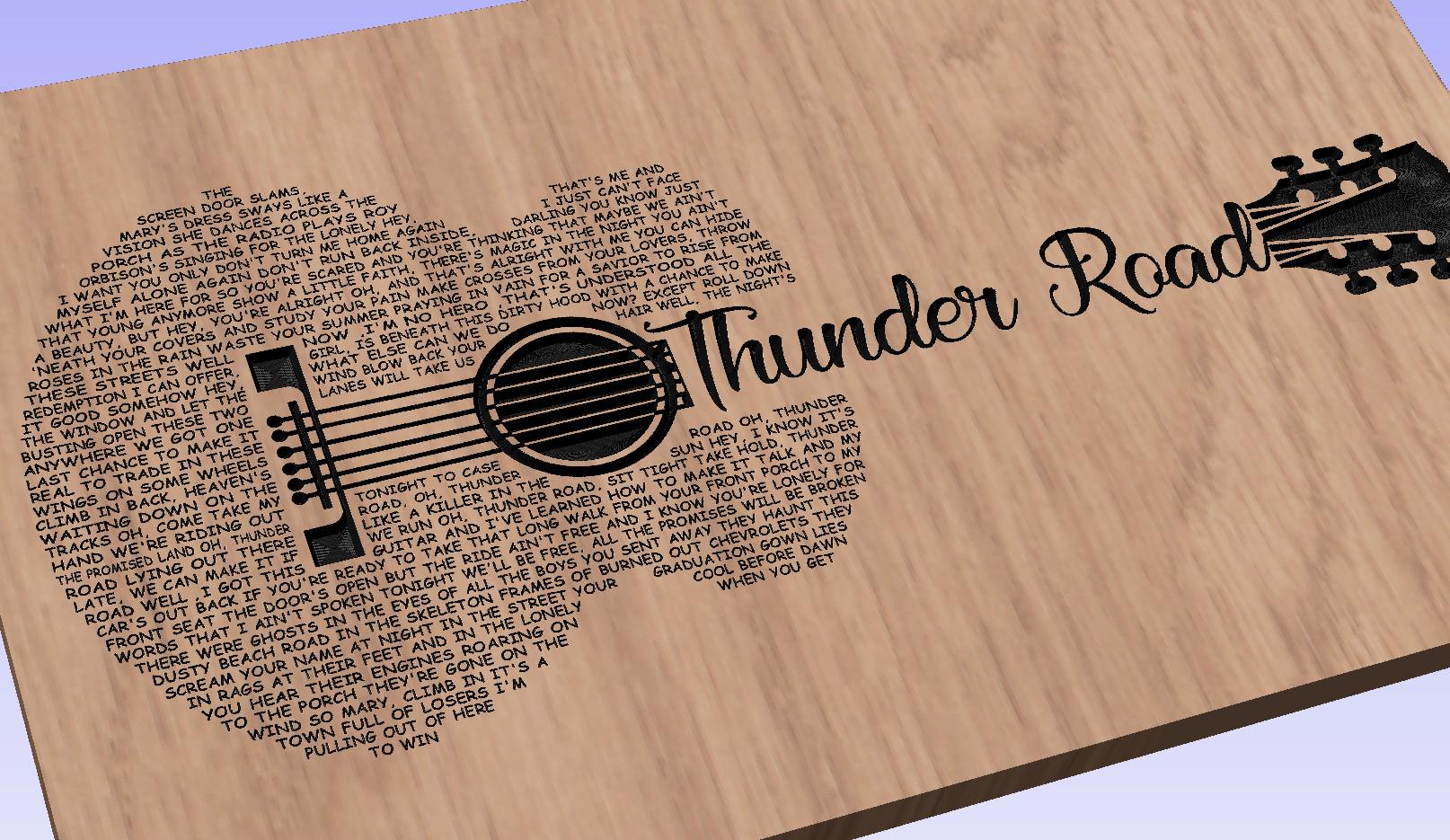 Thunder Road Lyrics Guitar Shaped  SVG ONLY DIGITAL