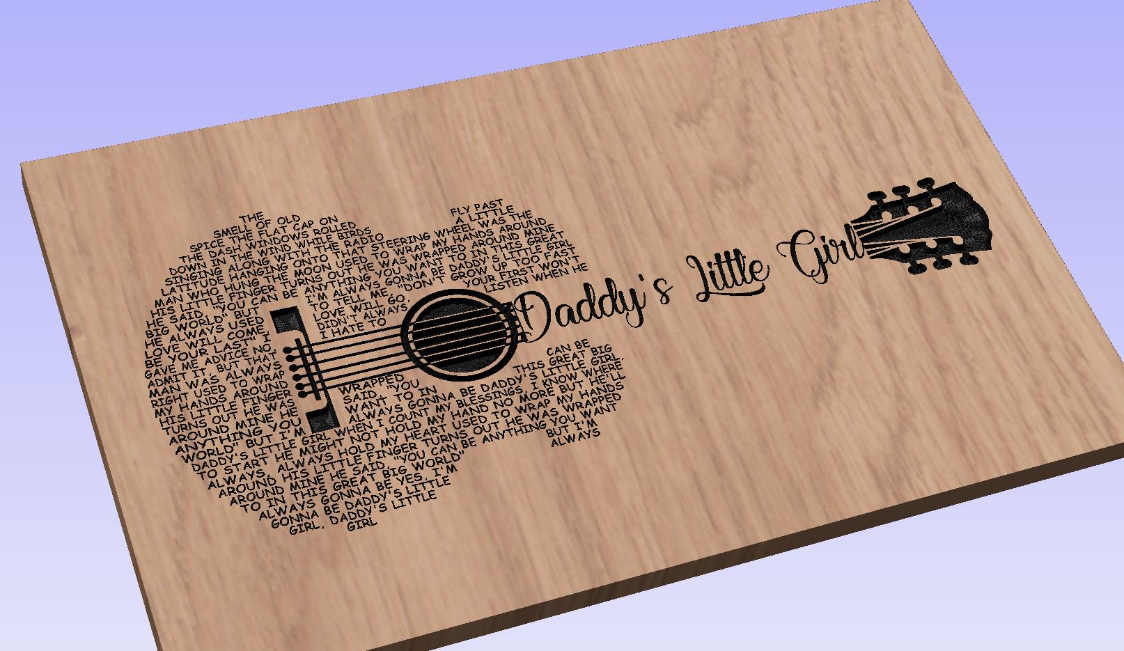 Daddys Little Girl  Song Lyrics Guitar Shaped  SVG ONLY DIGITAL