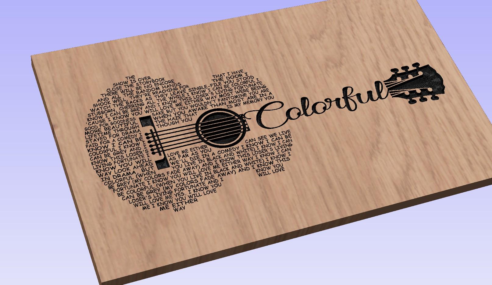Colorful  Song Lyrics Guitar Shaped  SVG ONLY DIGITAL