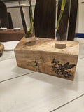 Ambrosia Maple 2-Hole Propagation Station – Modern Plant Propagation Tube Holder (1' x 6' Glass Tubes) engraved with stunning artwork