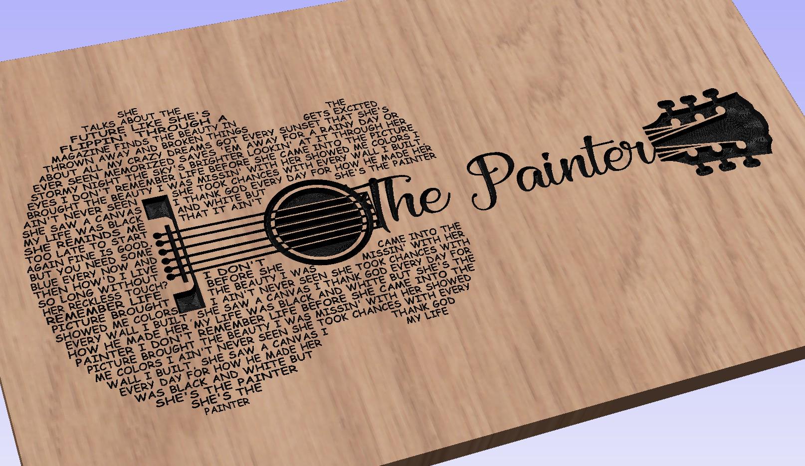 The Painter Lyrics Guitar Shaped  SVG ONLY DIGITAL