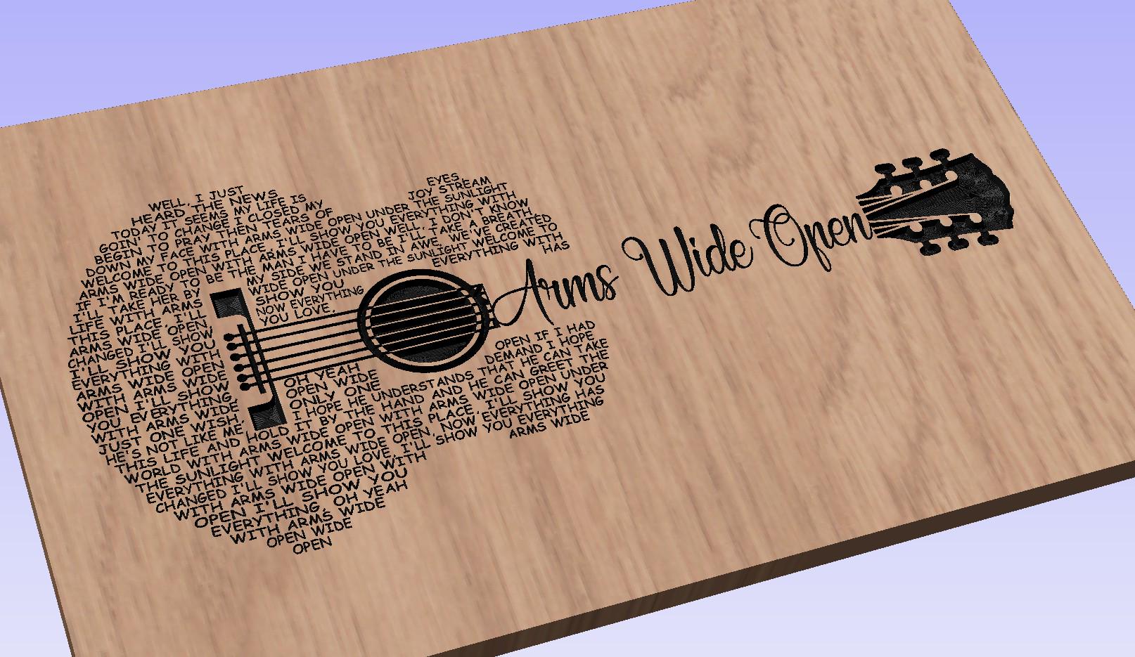 Arms Wide Open  Song Lyrics Guitar Shaped  SVG ONLY DIGITAL