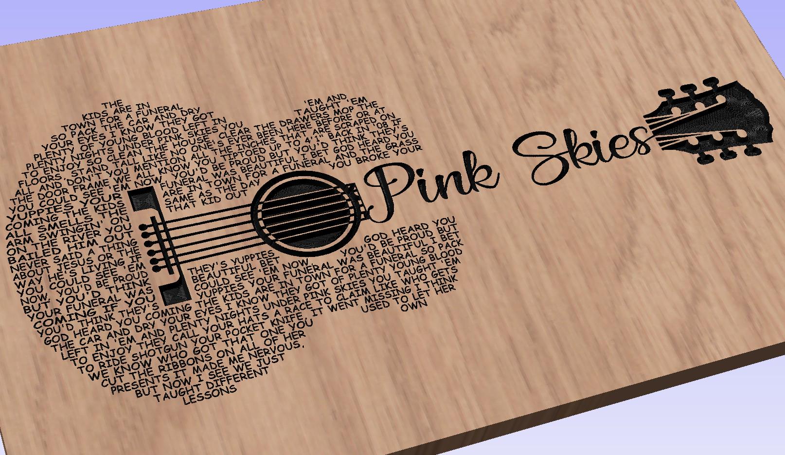 Pink Skies Song Lyrics Guitar Shaped  SVG ONLY DIGITAL