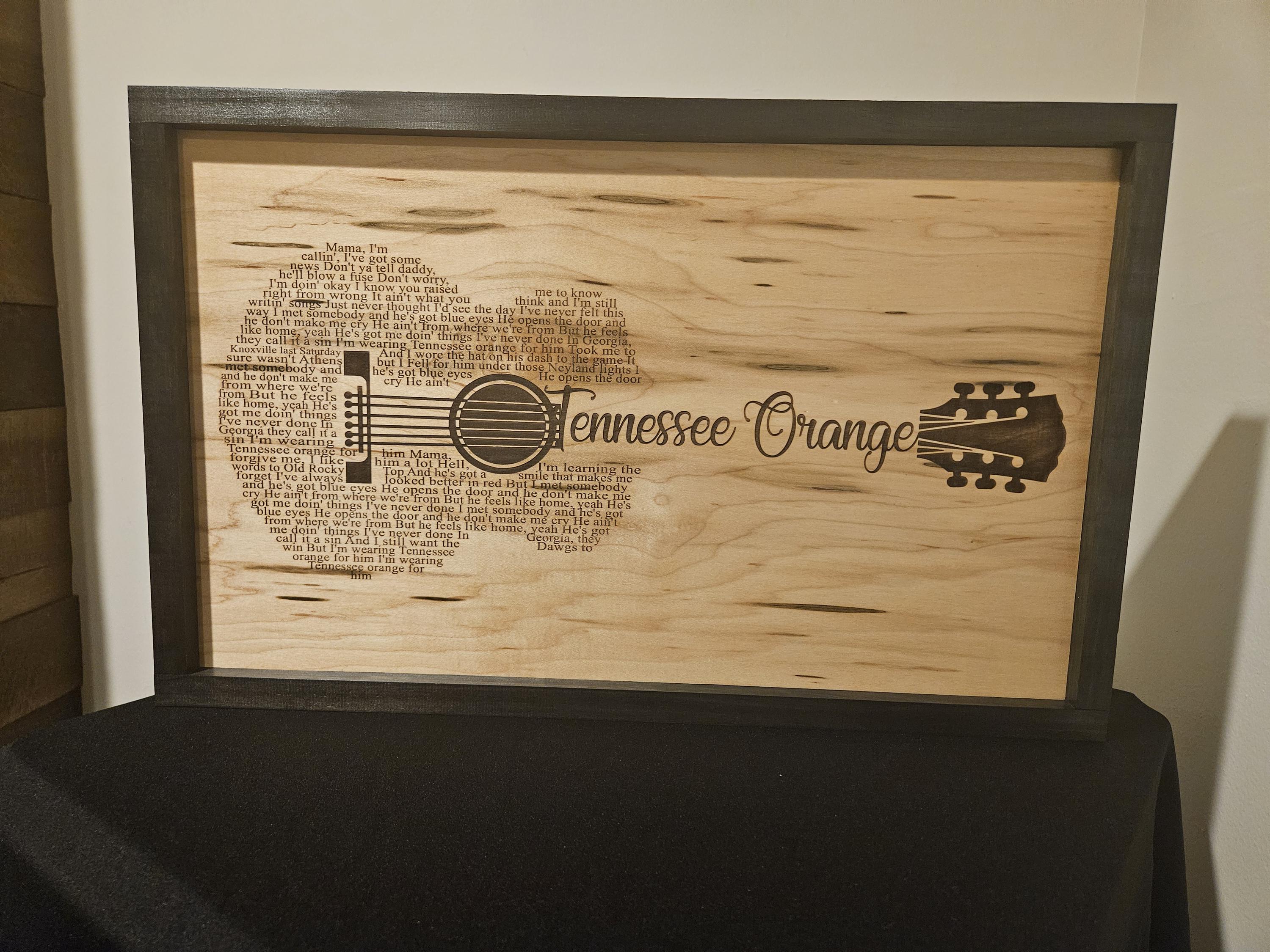 Tennessee Orange lyrics Wood guitar sign 14x22x2