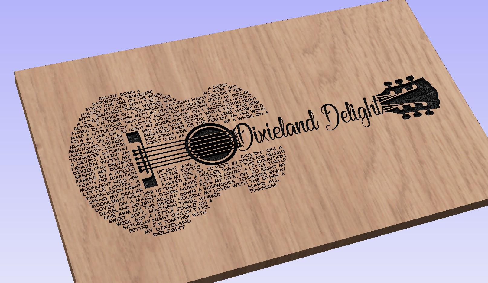 Dixieland Delight Lyrics Guitar Shaped  SVG ONLY DIGITAL