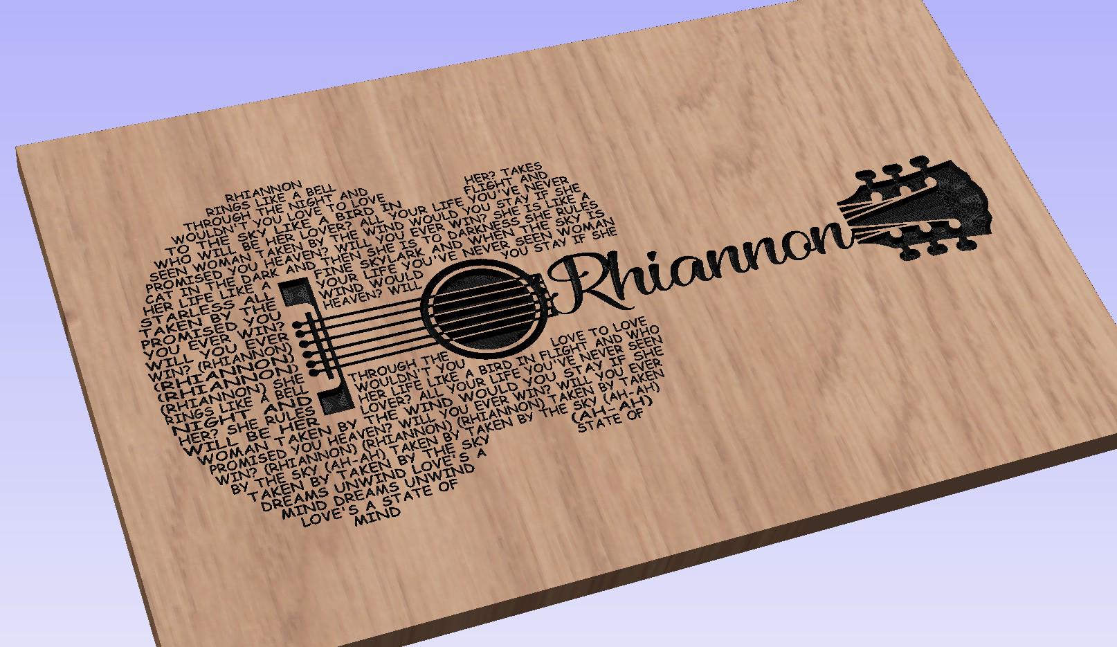 Rhiannon Lyrics Guitar Shaped  SVG ONLY DIGITAL