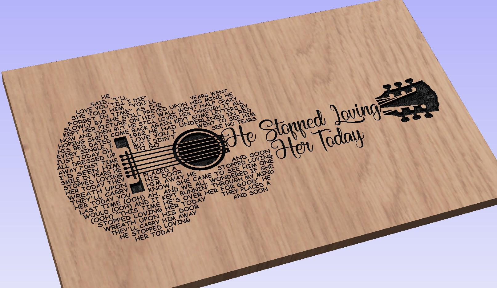 He Stopped Loving Her Today Song Lyrics Guitar Shaped  SVG ONLY DIGITAL