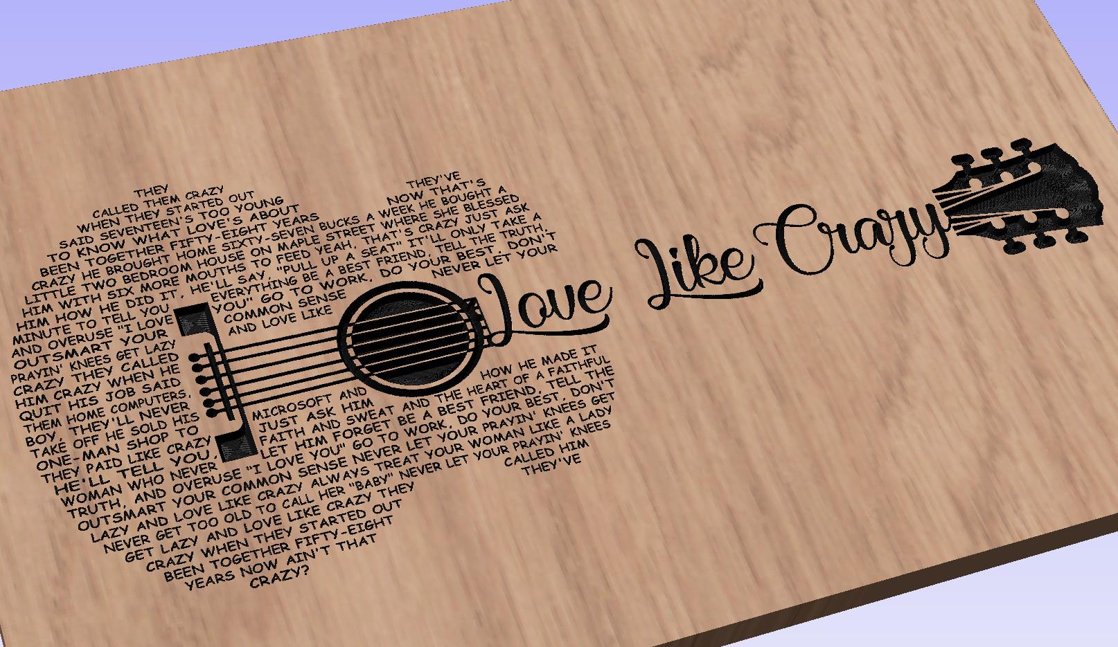 Love Like Crazy Song Lyrics Guitar Shaped  SVG ONLY DIGITAL