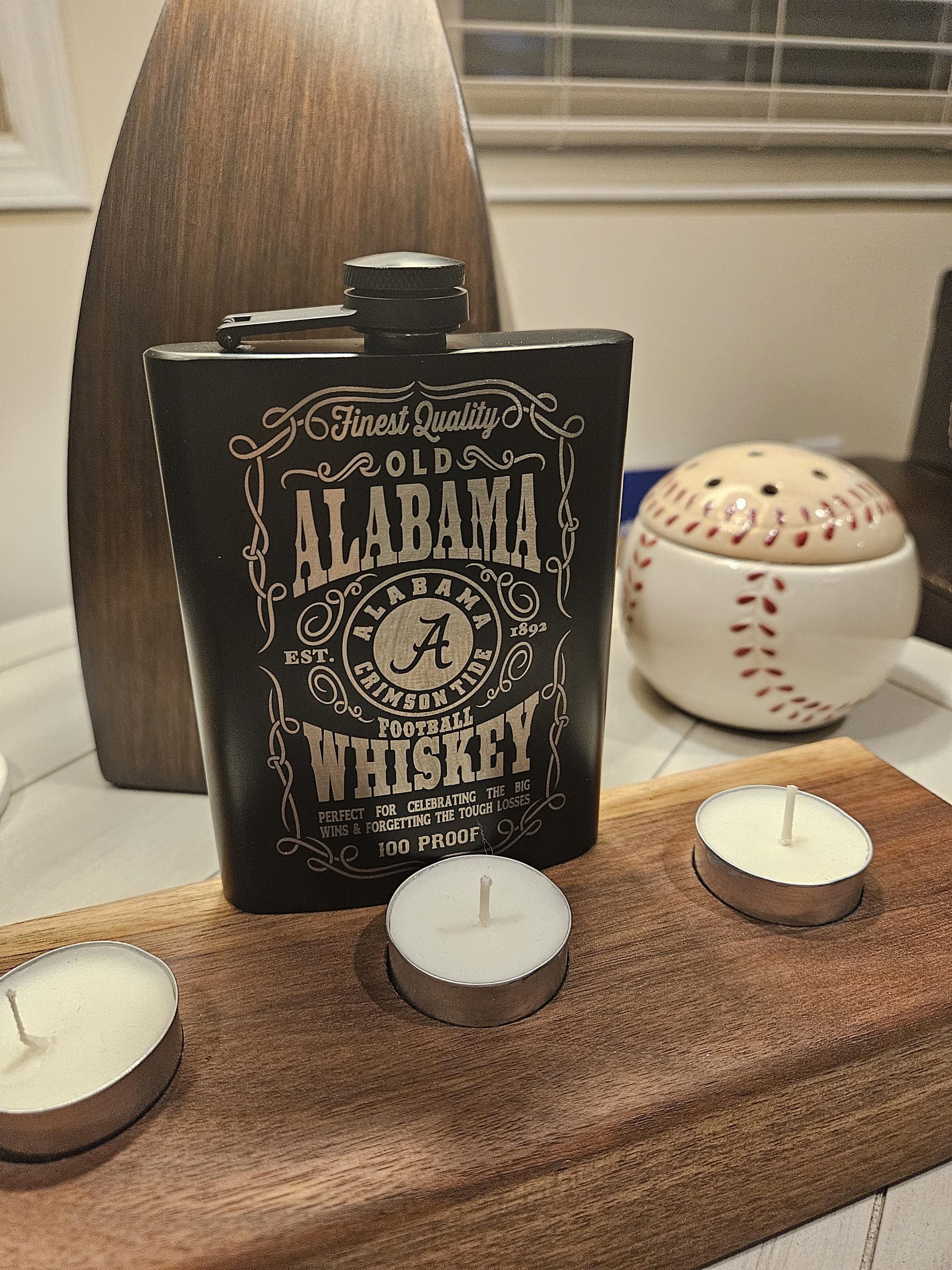 8 oz Engraved Alabama Crimson Tide Whiskey Flask – Custom Laser Engraved Gift for Fans, Groomsmen, or Game Day!