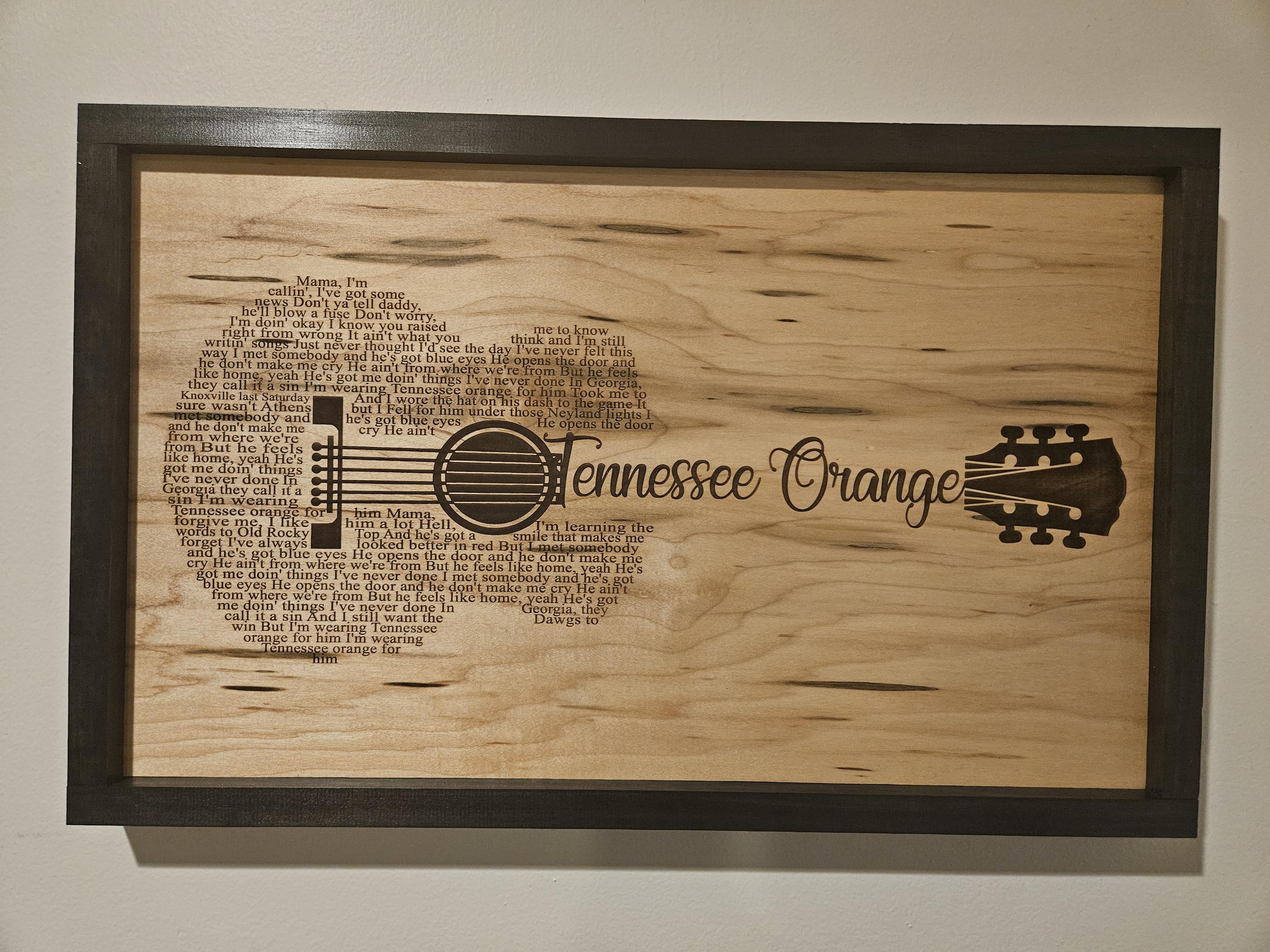 Tennessee Orange Song Lyrics Guitar Shaped  SVG ONLY DIGITAL